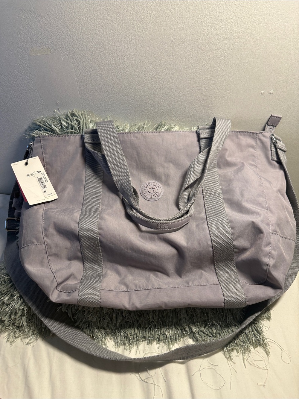 Kipling Lavender Gray Large Travel Tote